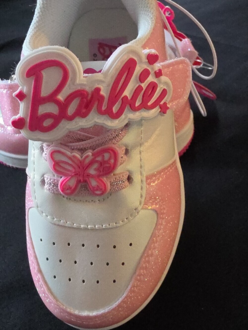 Barbie Pink and White Butterfly Velcro Sneakers - Picture 8 of 11